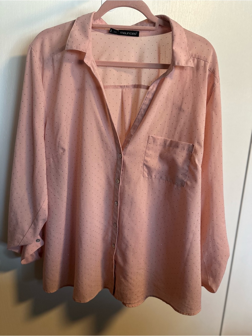Maurices Pink Dot Button-Front Women's Blouse Size 3